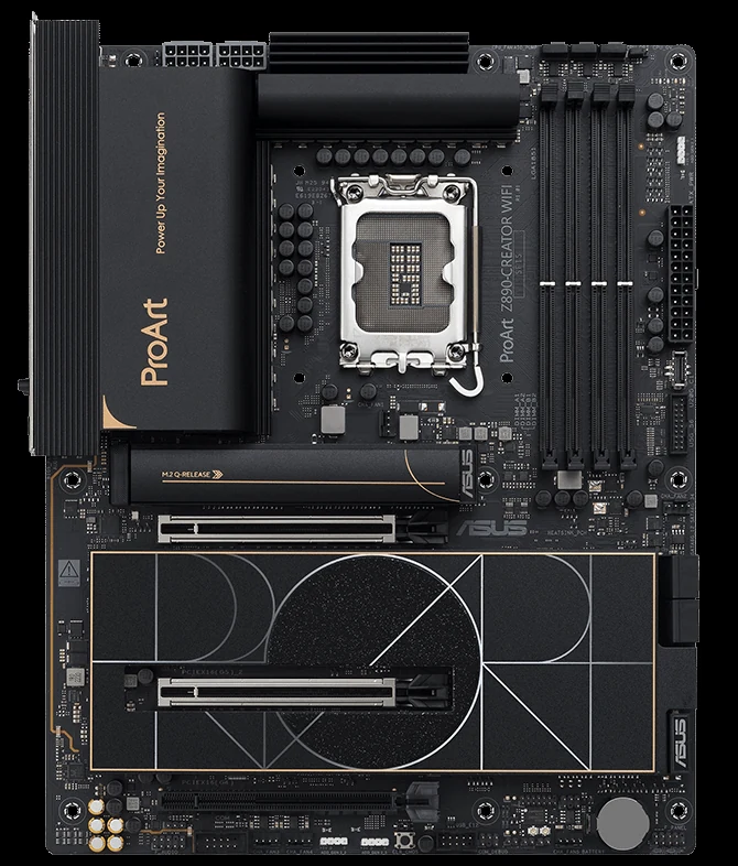 ASUS ProArt Z890-Creator WiFi motherboard showing its 16+1+2+2 power stage layout