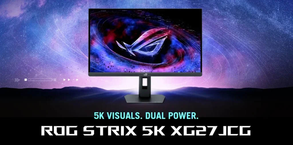 ASUS ROG Strix XG27JCG ASUS ROG Strix XG27JCG monitor shown in dual-mode configuration