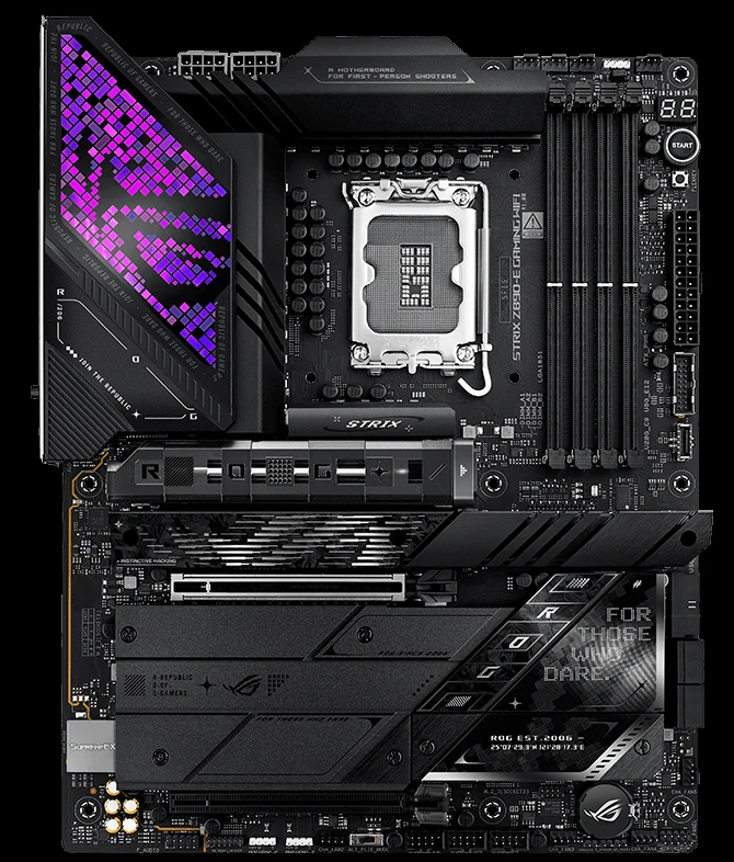 ASUS ROG Strix Z890-E Gaming WiFi ATX motherboard with 18+1+2+2 power phase VRM