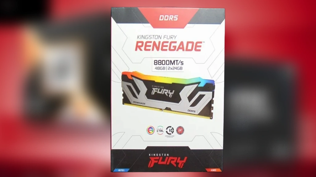 Black Kingston Fury Renegade CUDIMM memory modules with 8800MT/s DDR5 heat spreaders