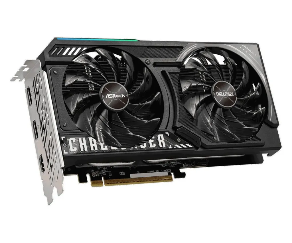 ASRock Challenger RX 9050 shroud in black with silver accents and RGB, from a leaked listing