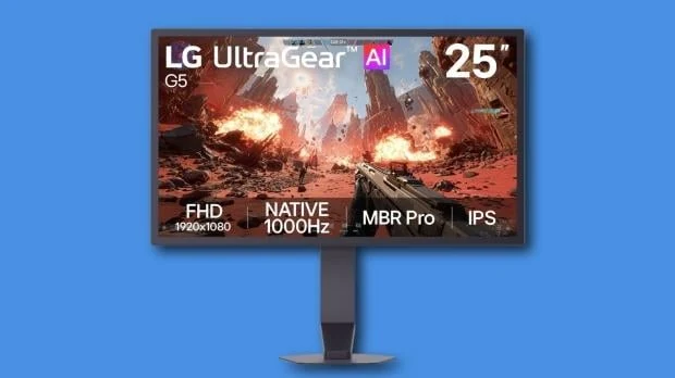 LG UltraGear 25G590B-B monitor product shot as listed for pre-order