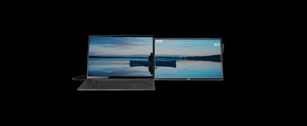 MQ16FC portable monitor connected to a laptop with a single USB-C cable