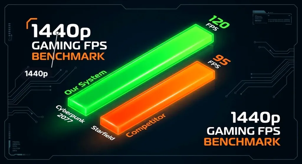Newegg 1440p Benchmark Comparison Newegg 1440p gaming benchmark chart comparing RX 9070 XT and RTX 5070