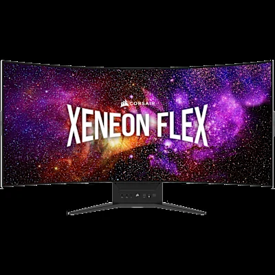 CORSAIR XENEON FLEX 45WQHD240 CORSAIR XENEON FLEX 45WQHD240 bent into its 800R curve