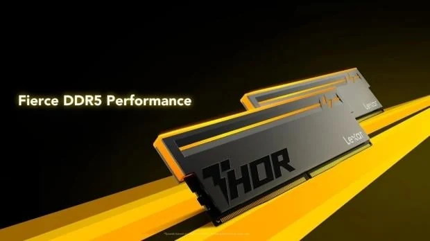Lexar THOR DDR5 memory module with RGB lighting and an aluminium heatsink