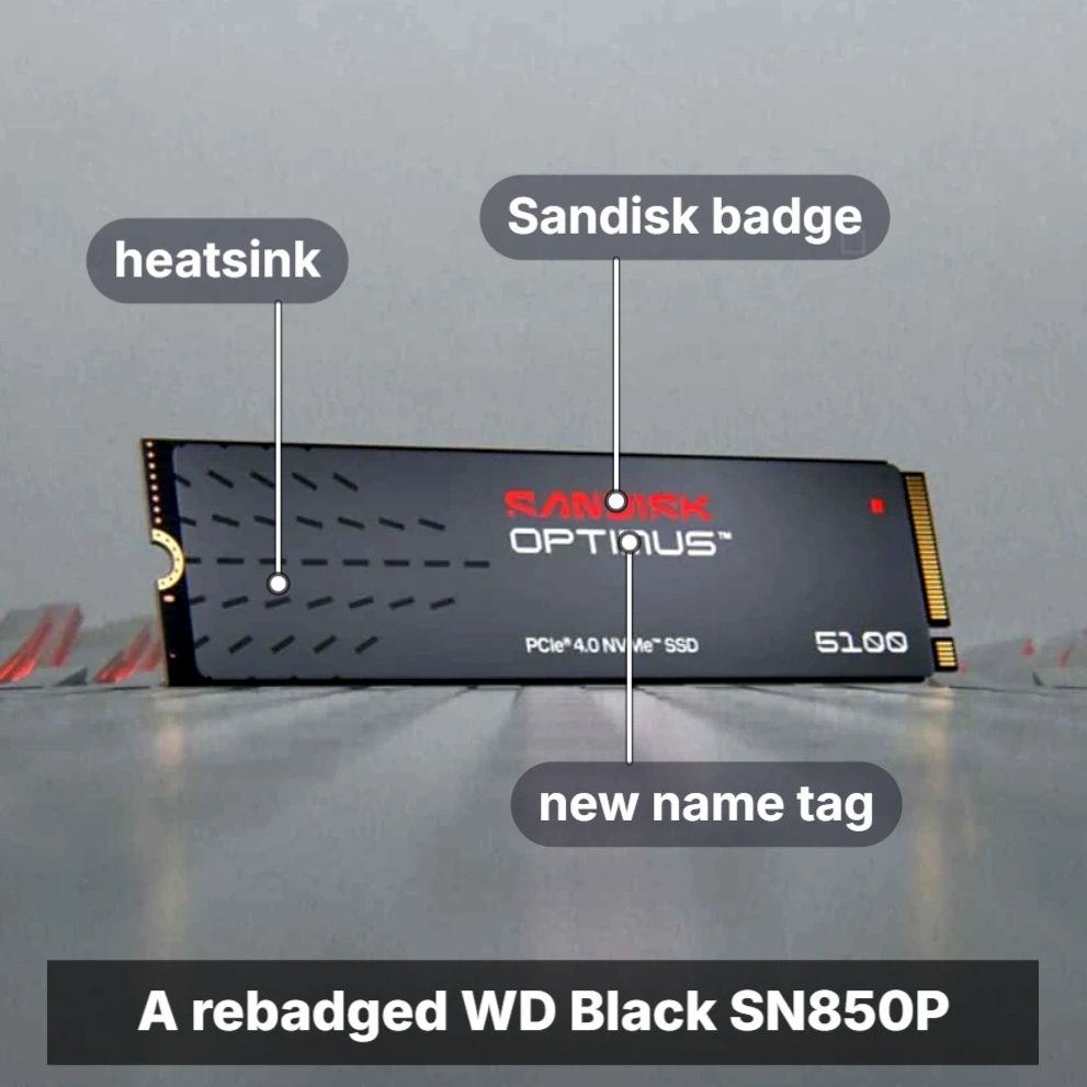 Optimus 5100 Sandisk Optimus 5100 SSD on a plain background